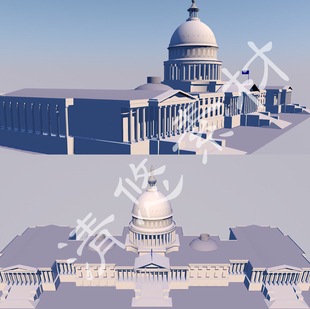 3dmax c4d建筑美国国会大厦 华盛顿 白宫室外fbx格式 非实物092