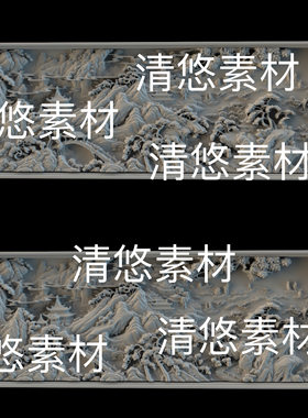 3dmax c4d fbx obj格式中式古风山水浮雕雕花高模文件 非实物D272
