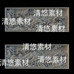 古风山水浮雕雕花高模文件 3dmax 非实物D272 中式 obj格式 c4d fbx