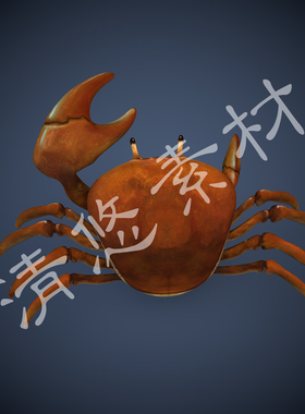 3dmax c4d fbx格式骨骼绑定动物模型螃蟹河蟹文件模型 非实物587