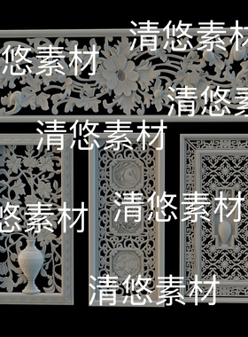 3dmax c4d fbx obj 3ds中式古风装饰浮雕花纹文件 非实物B452