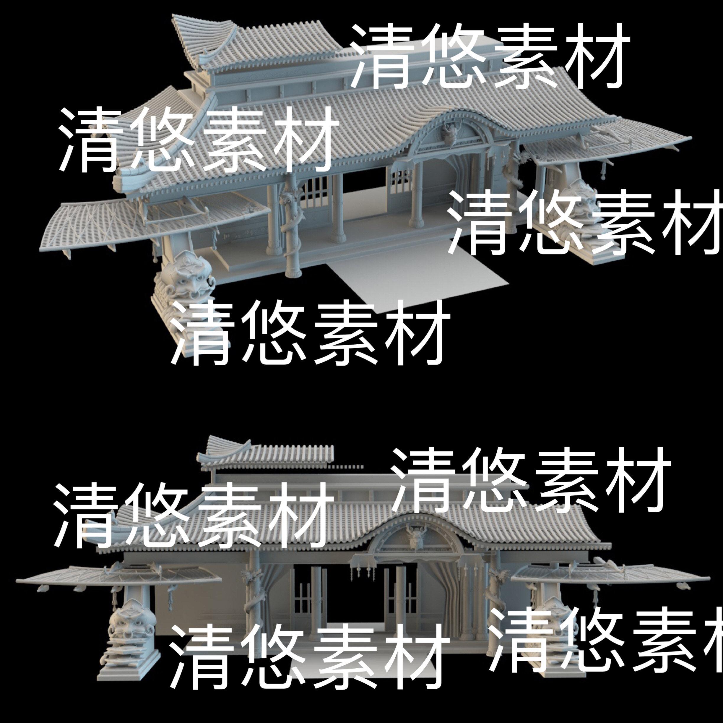 3dmax c4d fbx obj 3ds格式仙侠天界古风建筑大门文件 非实物B610