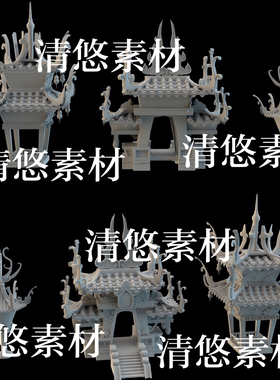 3dmax c4d fbx obj格式古风仙幻天门大门亭子建筑文件 非实物B107