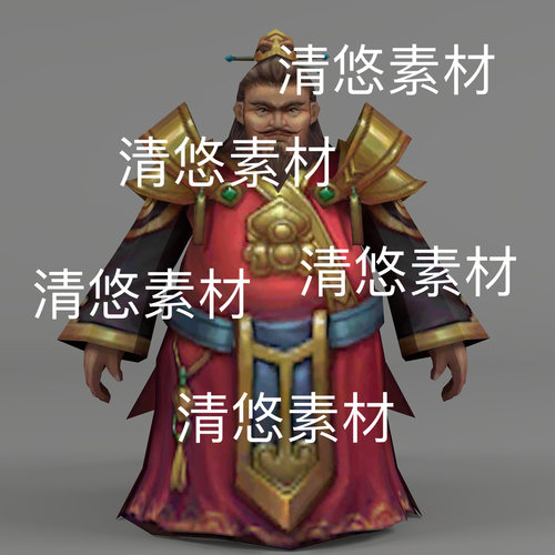 简模c4d fbx格式古装仙侠npc矮胖子人物男绑定文件 非实物D720