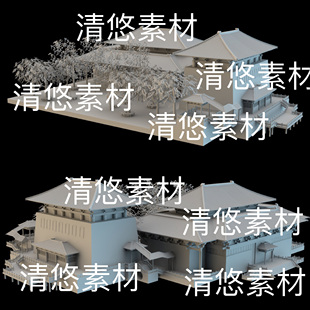 仿古唐代建筑房子场景文件 3dmax 非实物B890 中式 obj格式 c4d fbx
