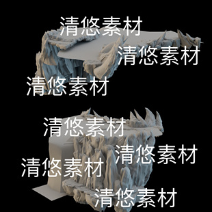 obj fbx c4d 非实物B603 河岸地势山石场景装 饰文件 3ds格式 3dmax