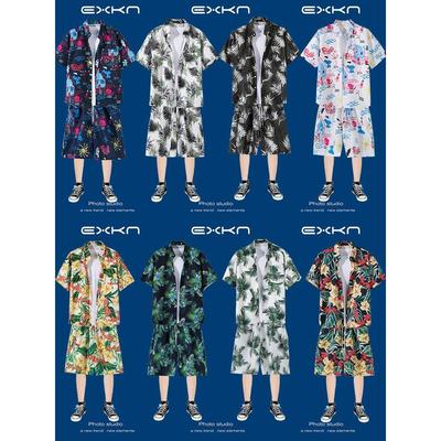 三亚风沙滩套装男夏季海南岛服海滩衬衫海边度假花衬衣短裤两件套