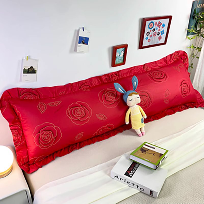 长枕头套韩式蕾丝边荷叶边双人枕套1.2m1.51.8米枕头套全棉长枕套