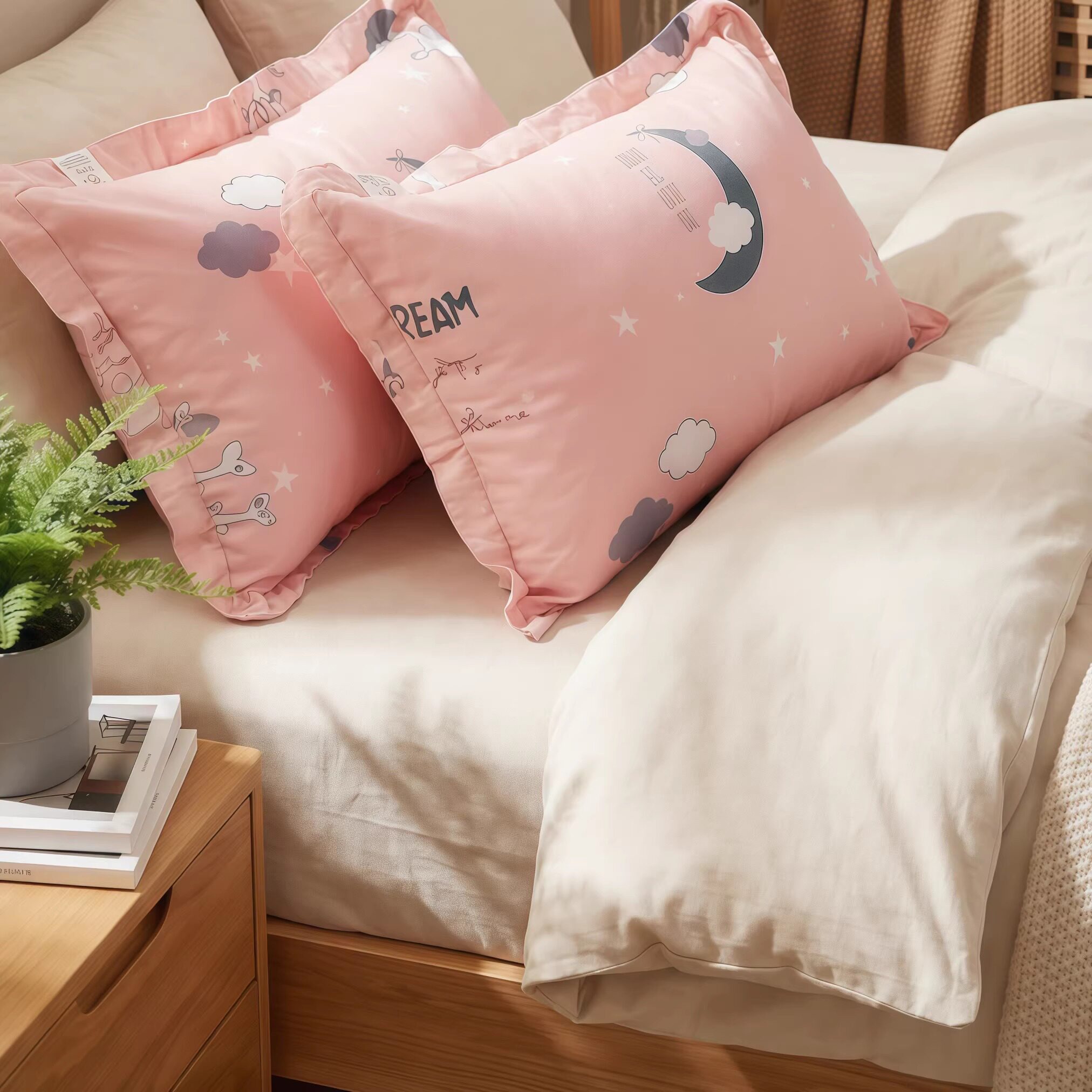 纯棉枕套单人枕头套韩式花边枕芯套舒适透气成人枕套一对装48*74