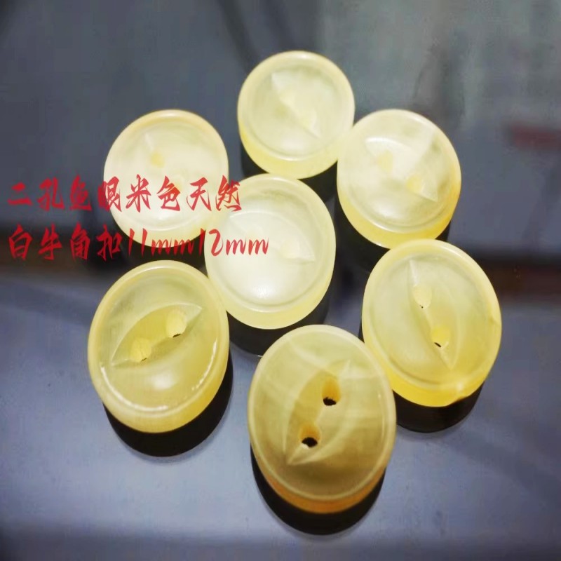 浅米色二孔鱼眼白牛角扣
