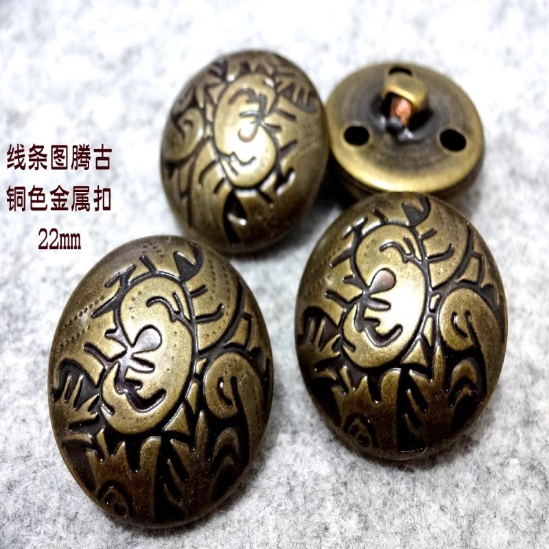 新款复古线条雕花古铜色金属铜扣热卖风衣大衣纽扣扣子专卖18mm23
