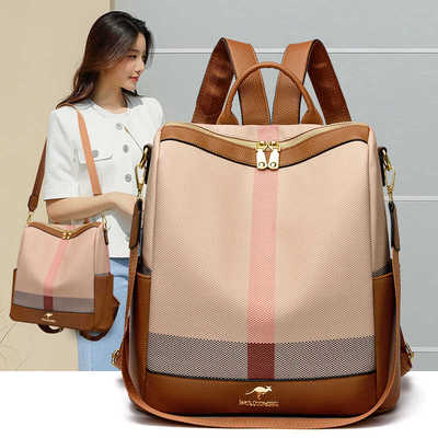 大容量牛皮百搭女式软皮防盗背包