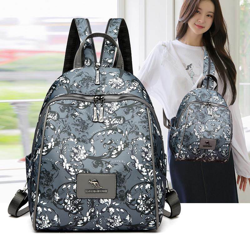 双肩包女士2026新款日韩牛津布背包印花时尚百搭包包轻便旅行书包
