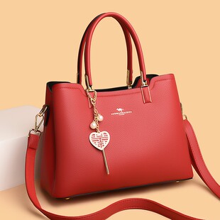 妈妈包2026新款手提单肩斜挎女包大气婆婆红色婚包包送母亲节礼物