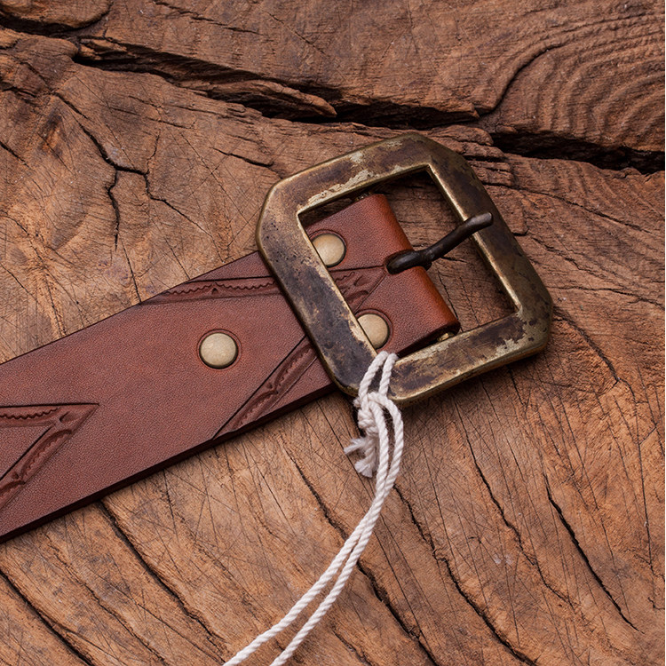 ［5折］CALEE EMBOSSING LEATHER BELT 牛皮压花腰带
