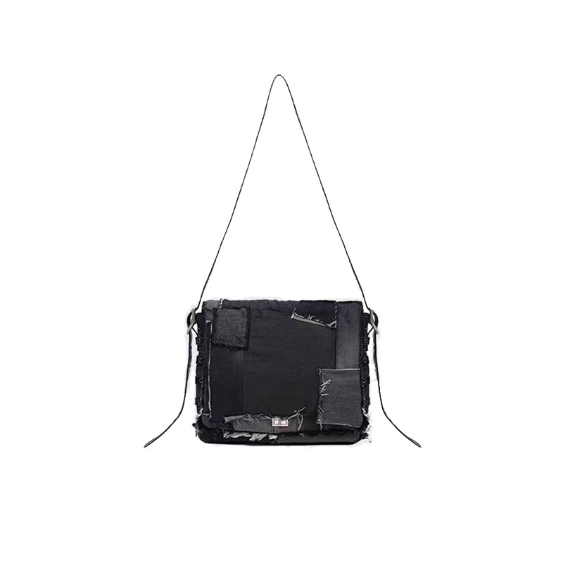 Emotional world Punk Messenger Bag 牛仔布皮带 邮差包