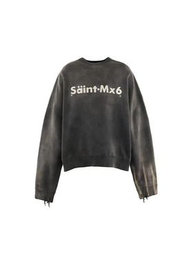 Saint Mxxxxxx Crew Neck Sweat 灰色破坏廓型卫衣