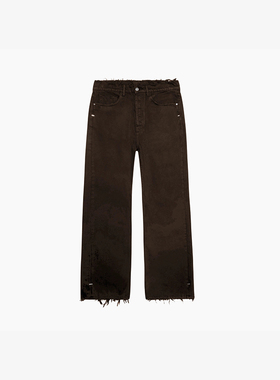 ASKYURSELF SKATE BAGGY JEANS 葡萄牙产 深棕色 做旧牛仔裤