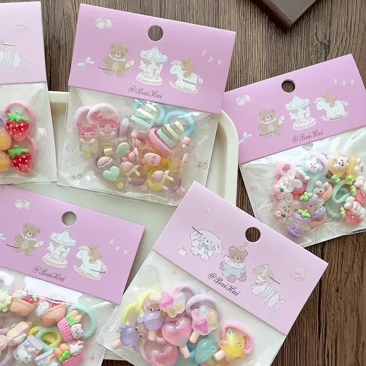 10根卡通可爱透明水果儿童小号毛巾圈宝宝不伤发迷你发圈发绳