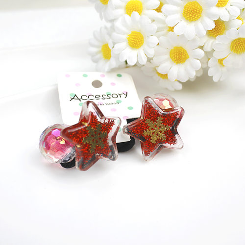 韩国儿童皮筋透亮五角星发绳女童扎头发皮筋雪花头绳圣诞发圈