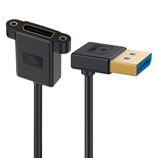 DP公对母延长线8K@60HZ加长90度L直角弯头下弯可固定面板带螺丝孔