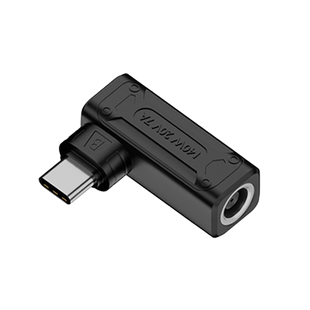 DC电源线圆形插头母头转TypeC接口充电转接头140W快充5525弯头式DC5521圆口5.5*2.1mm适用联想戴尔笔记本电脑