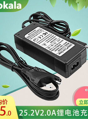 24V三元锂电池组充电器6串25.2V电动车电瓶2A快充18650通用DC电源
