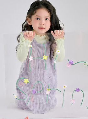 春秋款儿童摄影服装紫色毛衣针织套装马甲裙小清新3岁5岁女孩套装