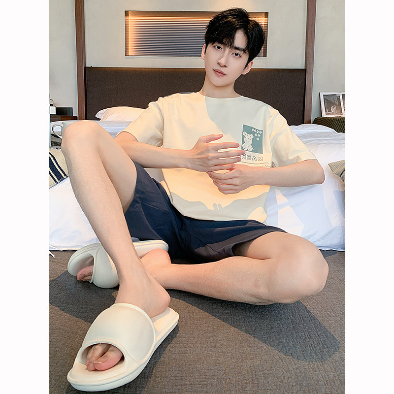 2025新款睡衣男士夏季纯棉短袖短裤薄款休闲可外穿夏天家居服套装