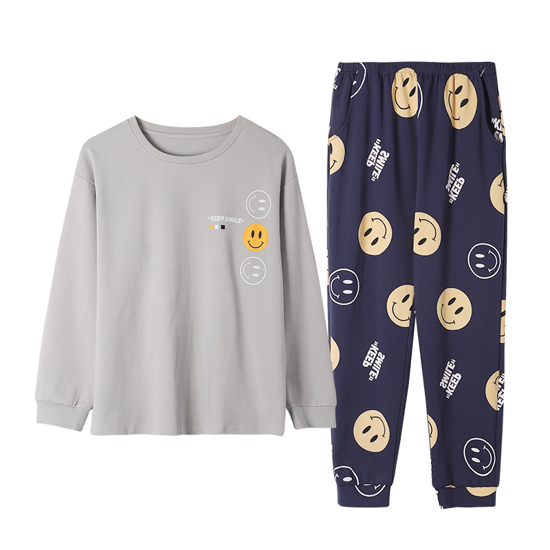 睡衣女春秋纯棉长袖可爱卡通甜美简约家居服休闲宽松圆领春款套装