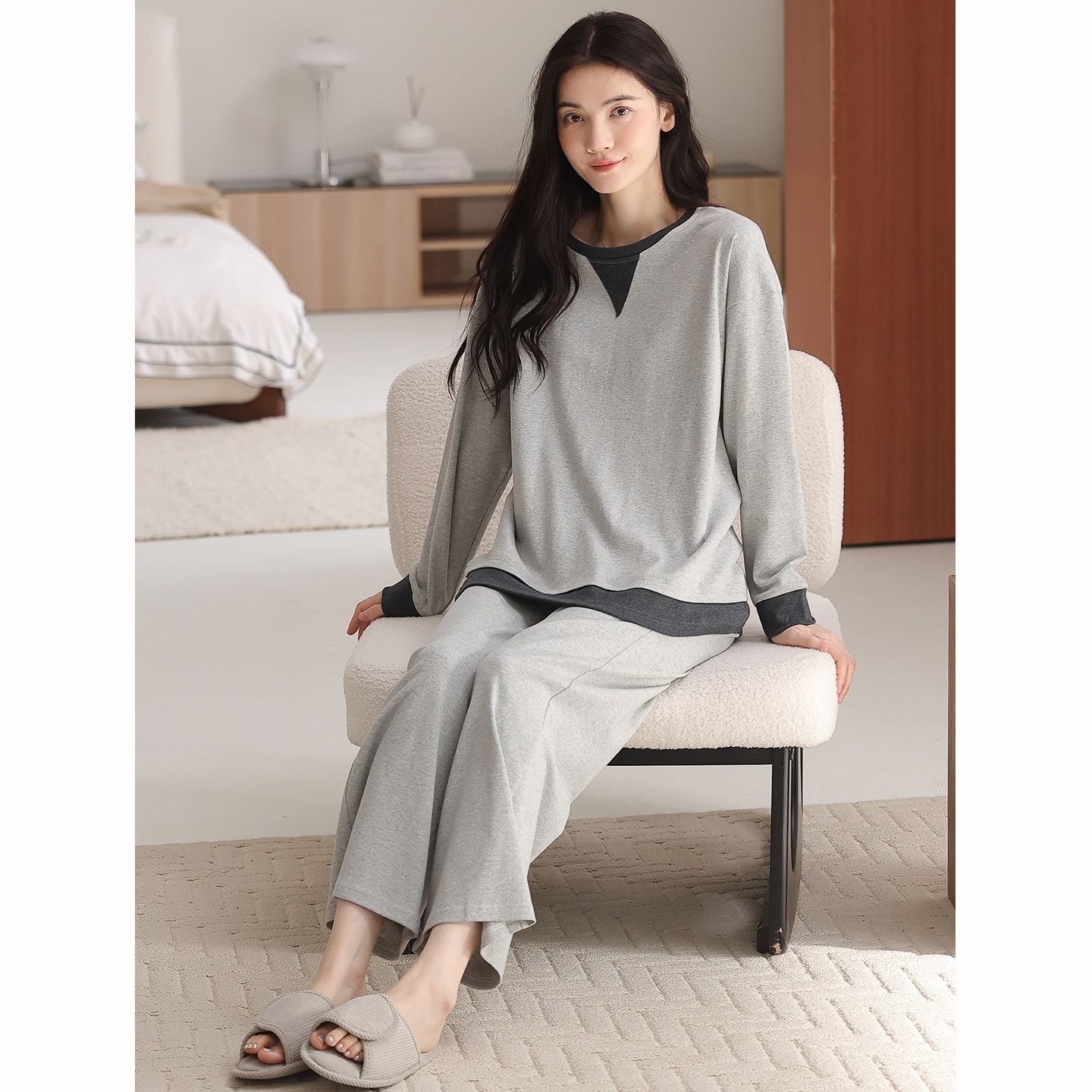 康汝雅春秋季纯棉可外穿女家居服