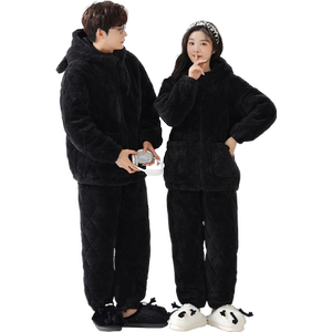 情侣贵妃绒夹棉三层加厚家居服