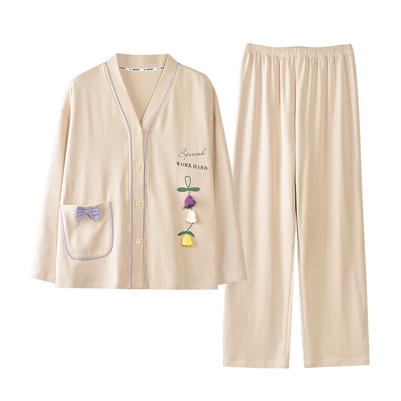 康汝雅女纯棉可外穿春秋季家居服