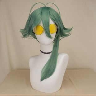 心之钢 LOL 伊泽瑞尔 反翘造型长发男团假发黄色眼镜 cos假发