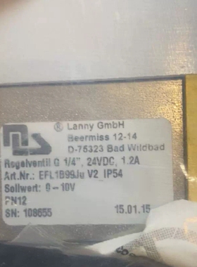 议价 兰尼Lanny GmbH EFL1B99Ju V2高压比例阀D-75323 0-10V 1086