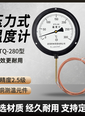 压力式温度计测油温水温工业锅炉蒸汽油温高精度指针温度表WTQ280