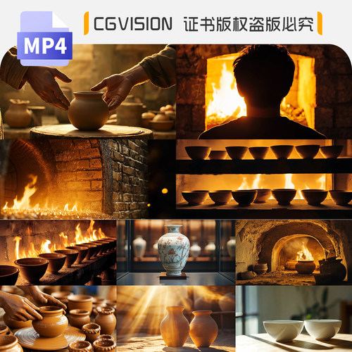 传统窑炉烧制陶瓷制作非遗文化中国瓷器陶器泥塑烧窑工艺视频素材