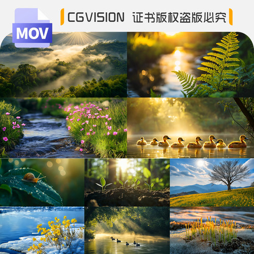 立春天冰雪融化春暖花开万物复苏河流花草VJ大屏舞台背景视频素材