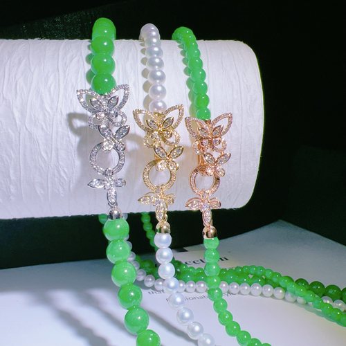 18K金珠链扣镶嵌钻石珠宝配件