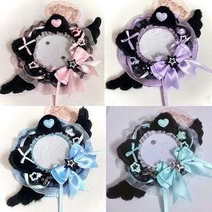 蓝色猫耳翅膀吧唧托谷美配58-75mm谷子徽章吧唧痛包diy材料成品