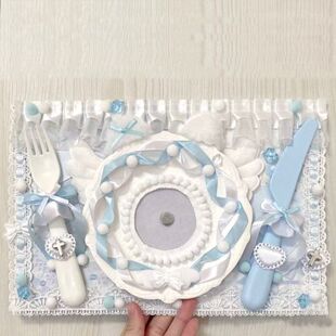 蝴蝶结丝带蓝色痛扎板B5成品痛包装饰吧唧托小卡二次元风懒人谷美