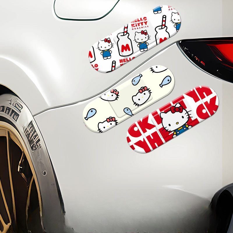 HelloKitty猫卡通创可贴汽车车身划痕遮挡电动车摩托车装饰贴纸图片