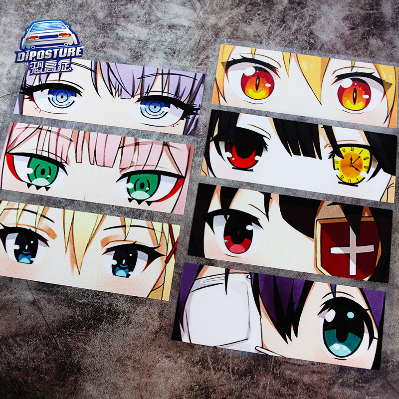 汽车贴纸卡通动漫二次元大眼睛女孩box贴jdm痛车贴防水反光车窗贴