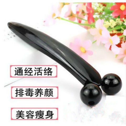 牛角按摩滚轮脸部按摩器脸部提拉面部按摩双球紧致脸部皮肤仪