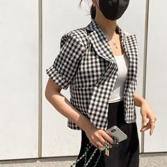 Chic classic Plaid Lapel cardigan jacket