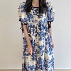 Real shot girl series summer classic ink painting loose dress