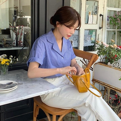 Ghost horse girl's striped Lapel shirt