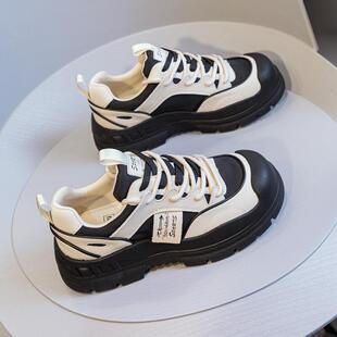 首谷shougu正品真皮丑萌设计感老爹鞋女2023秋新款厚底休闲运动鞋