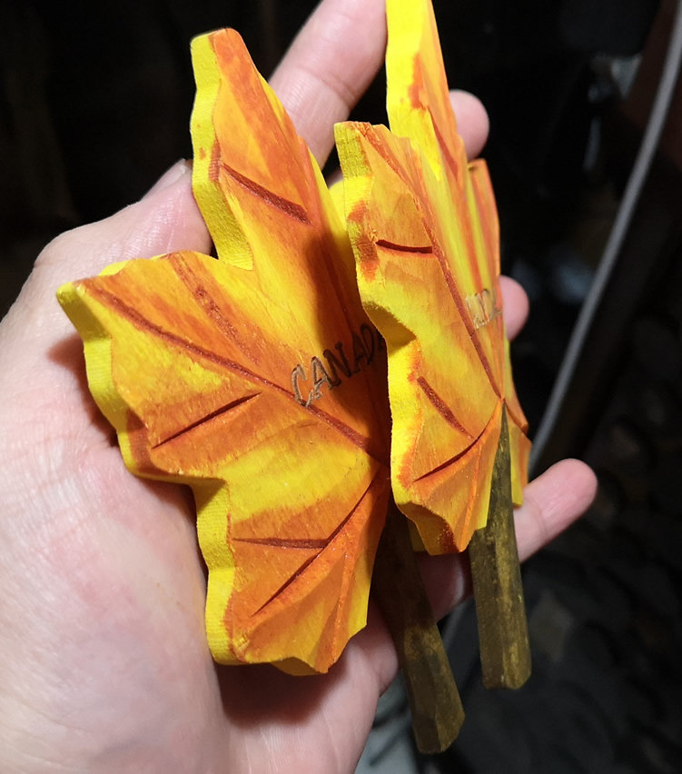 BUY A CANADA HANDMADE WOODEN FEATURE MAPLE LEAF WOODEN FRIDGE MAGNET TO BRING BACK FROM CANADA