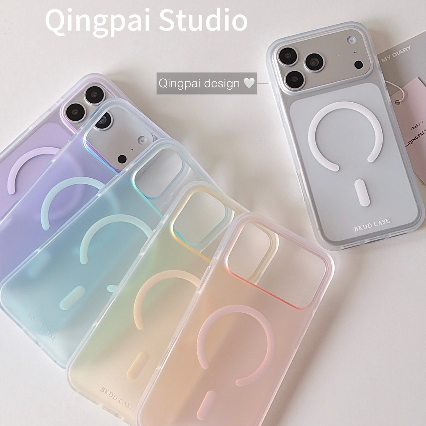 轻派ins透明磨砂肤感英文磁吸圈适用苹果17promax手机壳iphone16pro新款情侣15pro闺蜜女款小清新全包保护壳